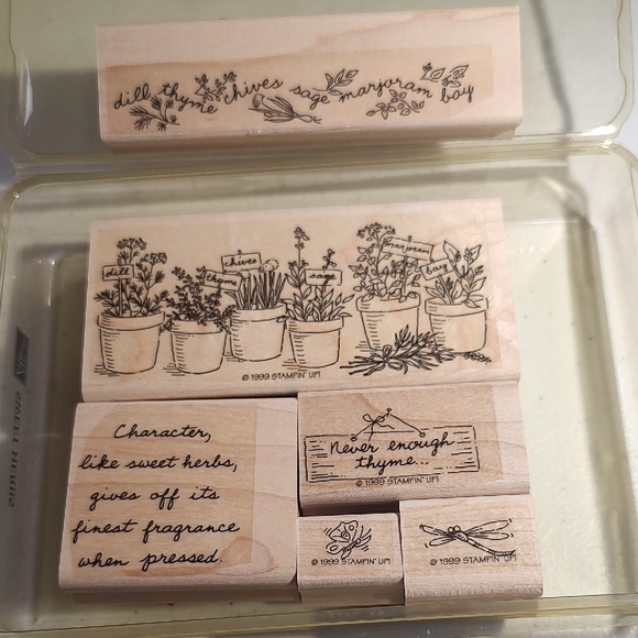 Stampin' Up! Other - Stampin' Up! Sweet Herbs Stamp Set Of 6 Wood Mounted Thyme Chives Dill Bay